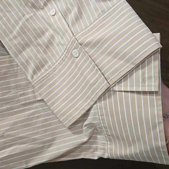 FRAME-Striped Cropped Wide Sleeve Button-Up Shirt-Size Small - Picture 11 of 17